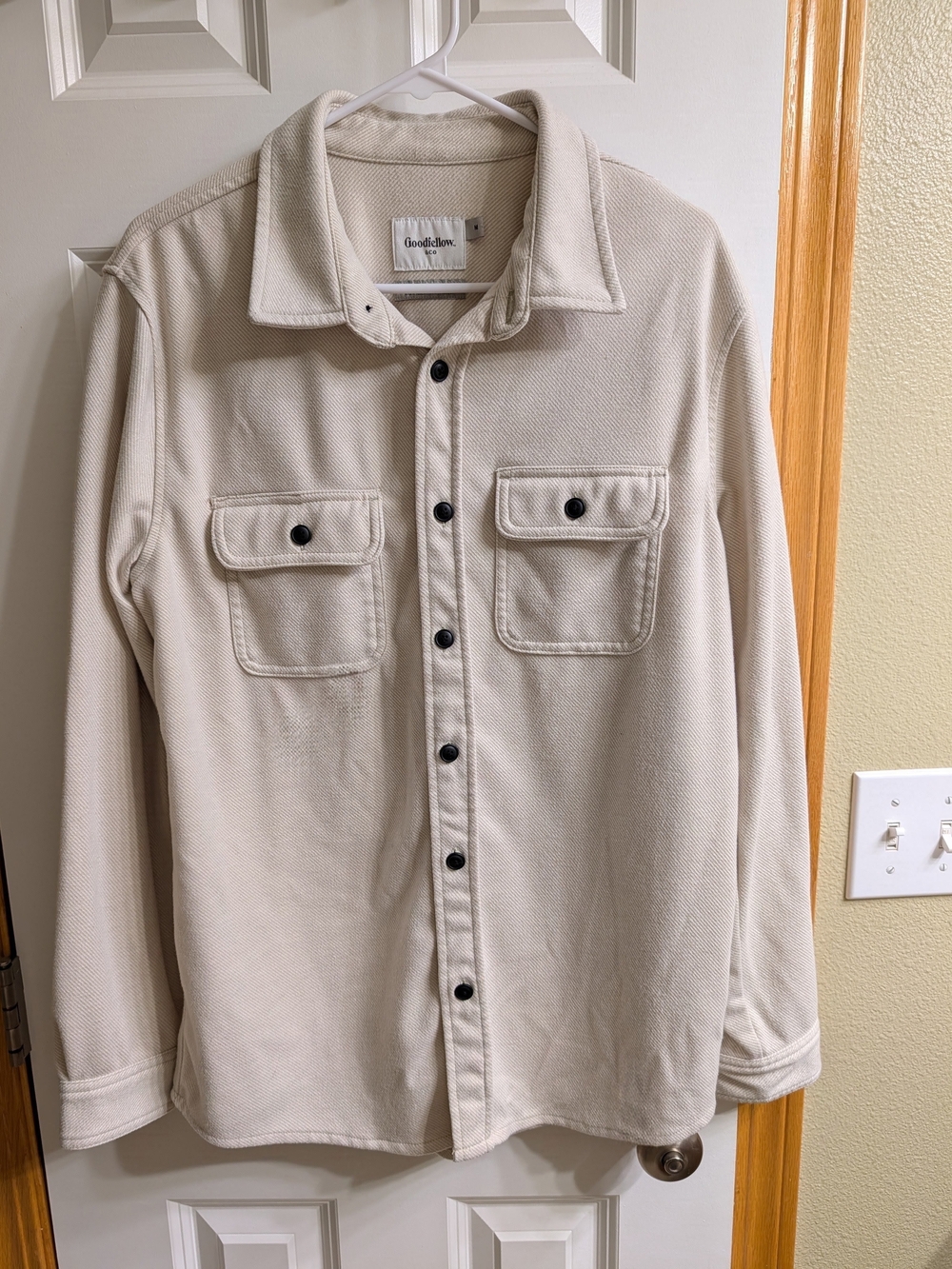 Goodfellow & Co Cream Button-Front Utility Shirt Jacket